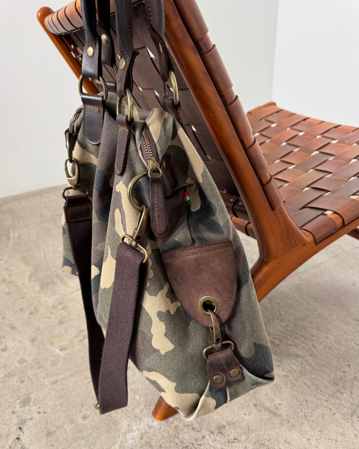 camo leather bag
