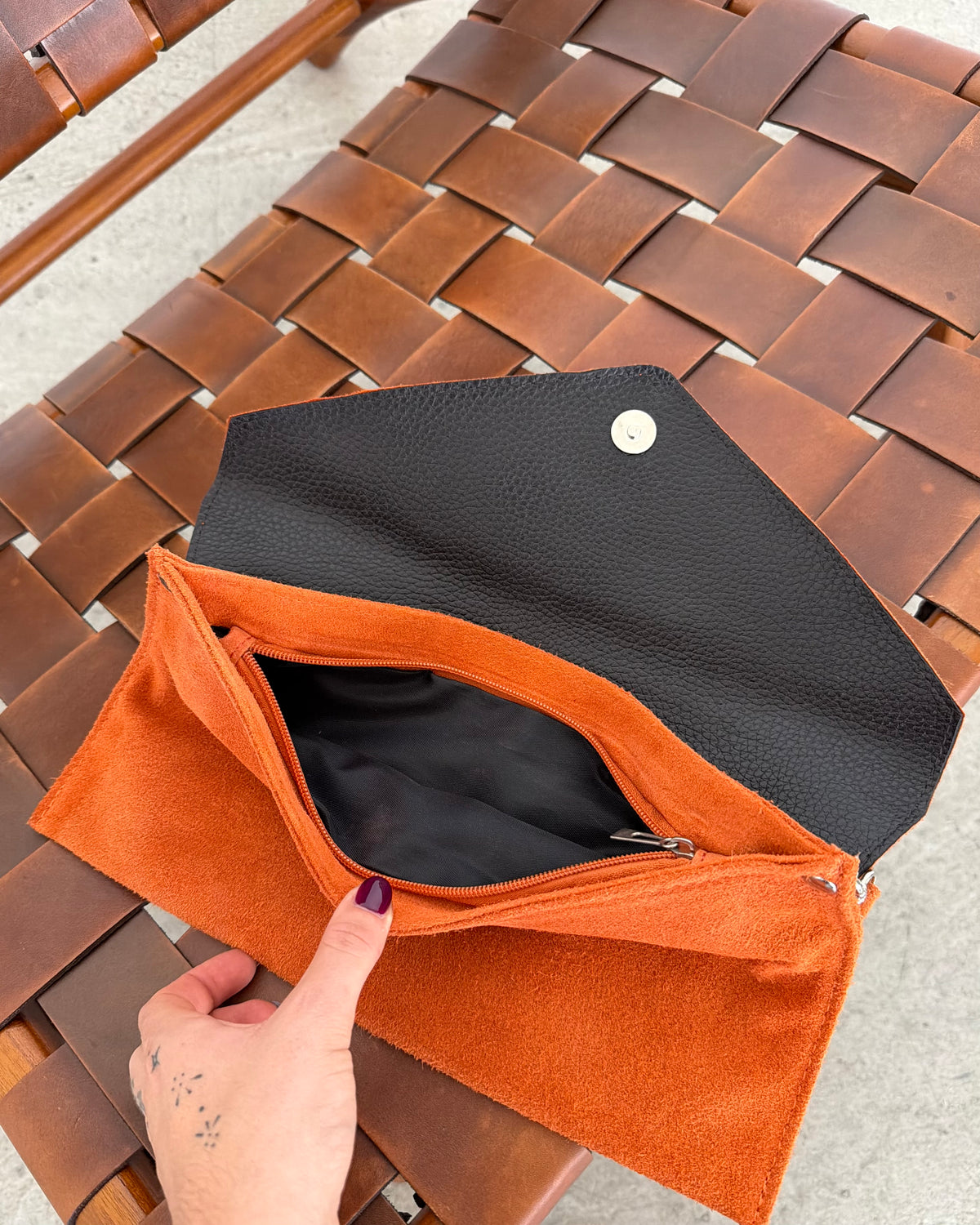 suede clutch