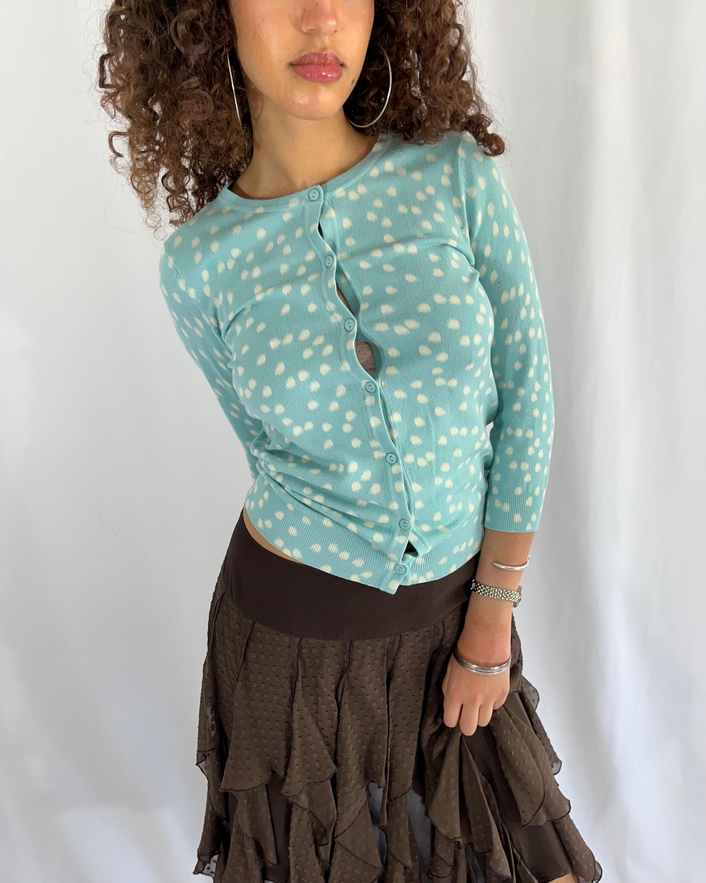 polka dot cardigan, S