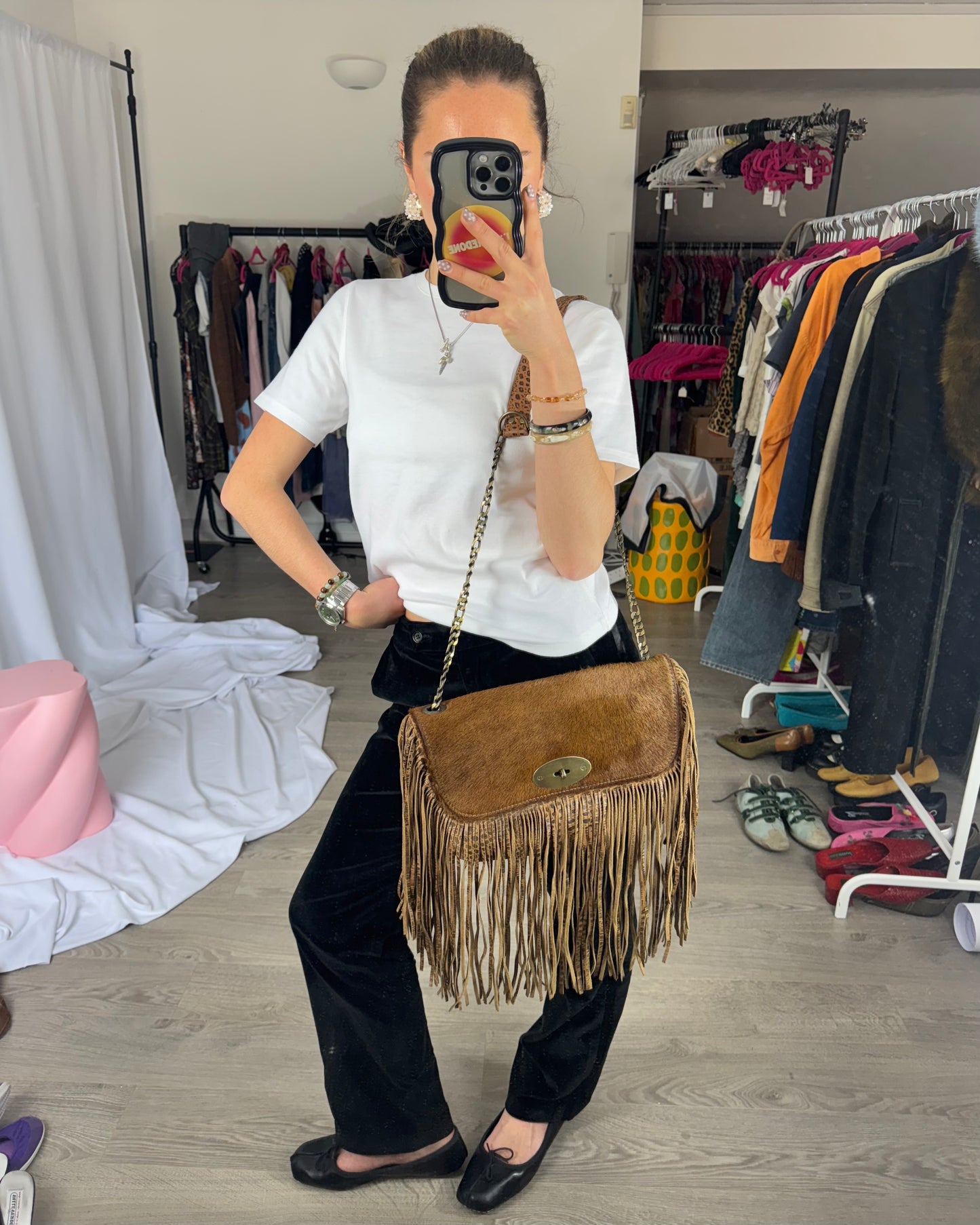 tassel leather bag