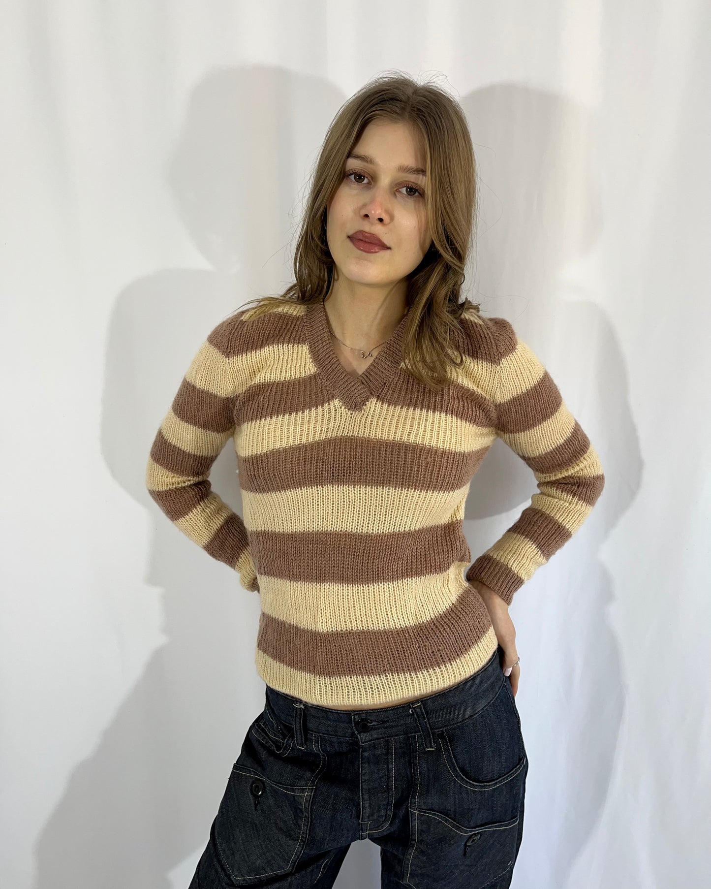 striped knit, S
