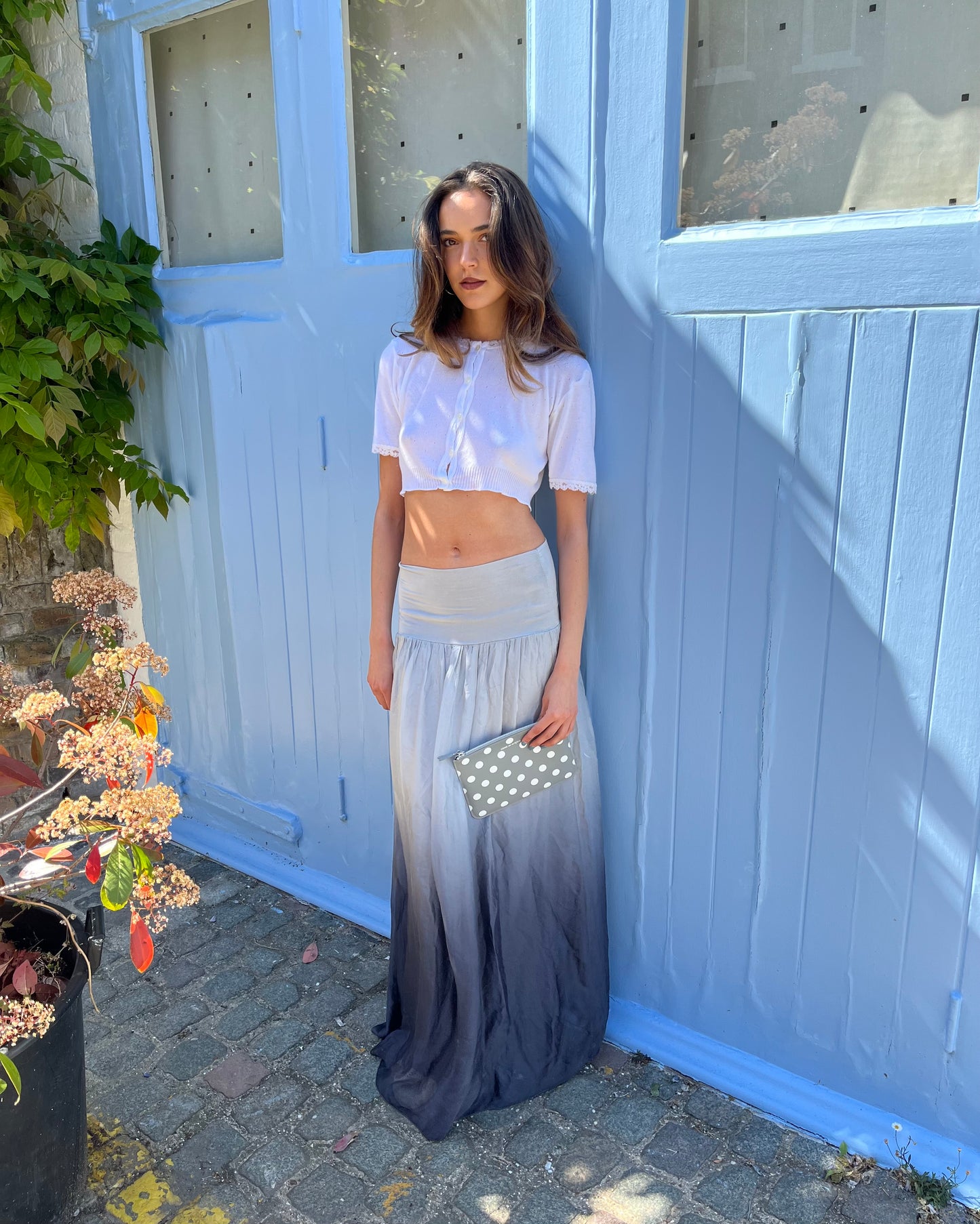 silk maxi skirt, S-M