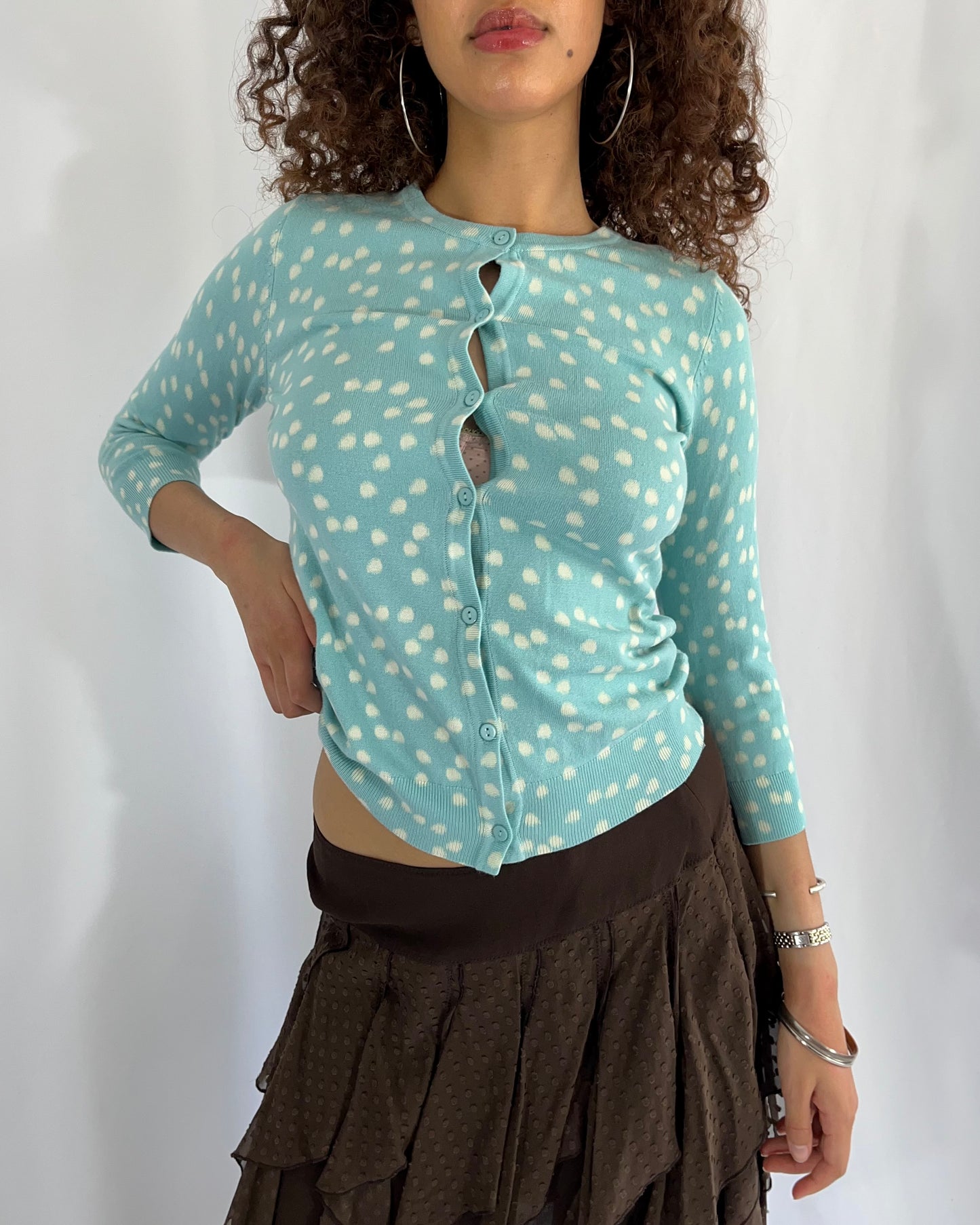polka dot cardigan, S