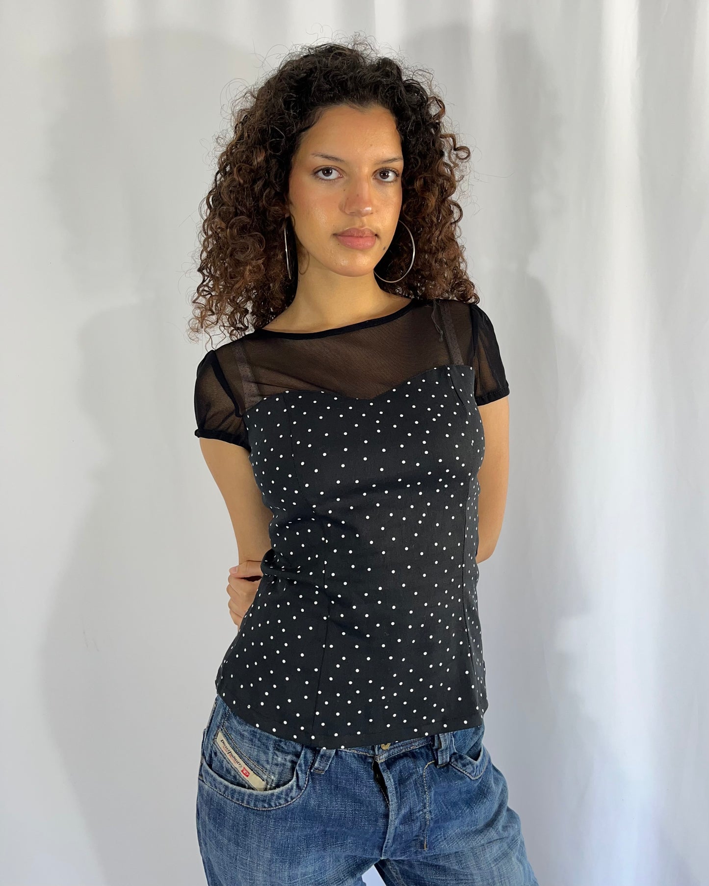 polka dot top, S