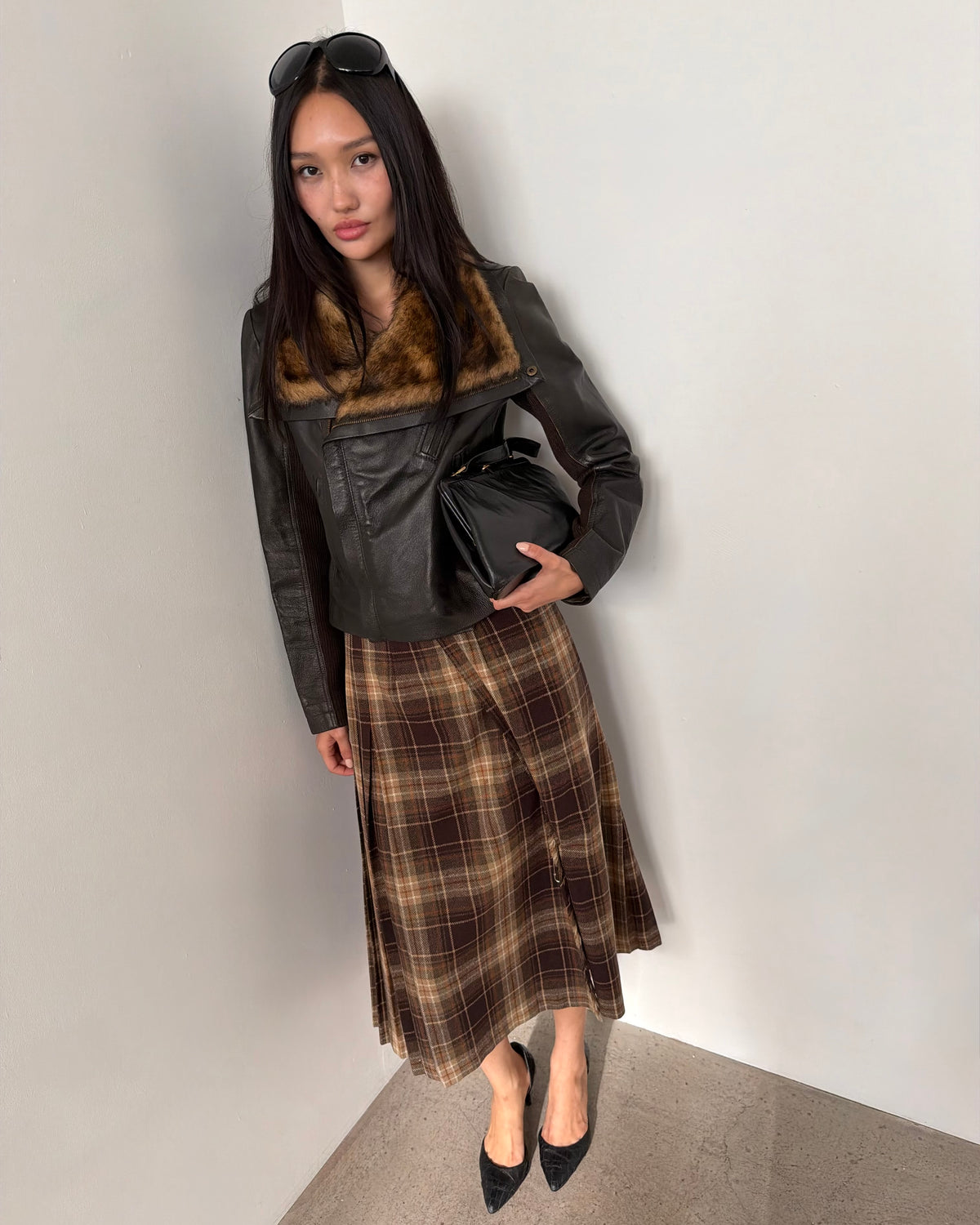 leather funnel jacket
