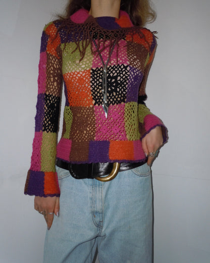 crochet turtleneck, S/M