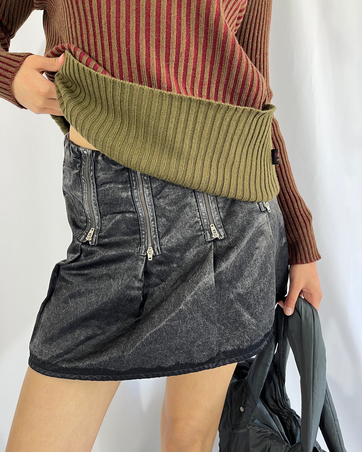 zip mini skirt, S/M