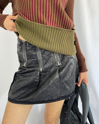 zip mini skirt, S/M