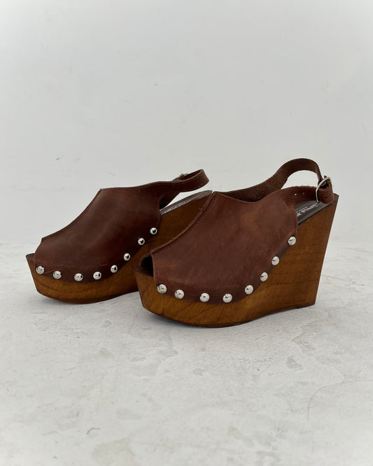 leather wedges, UK 5