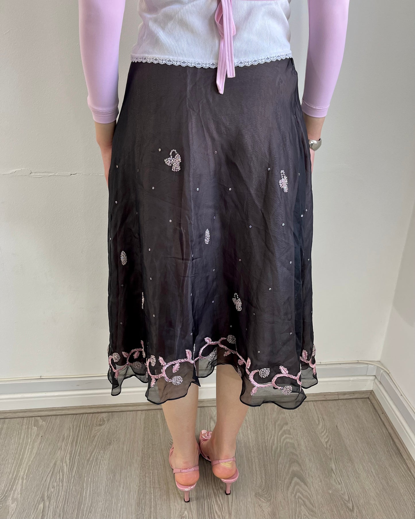 silk skirt, S