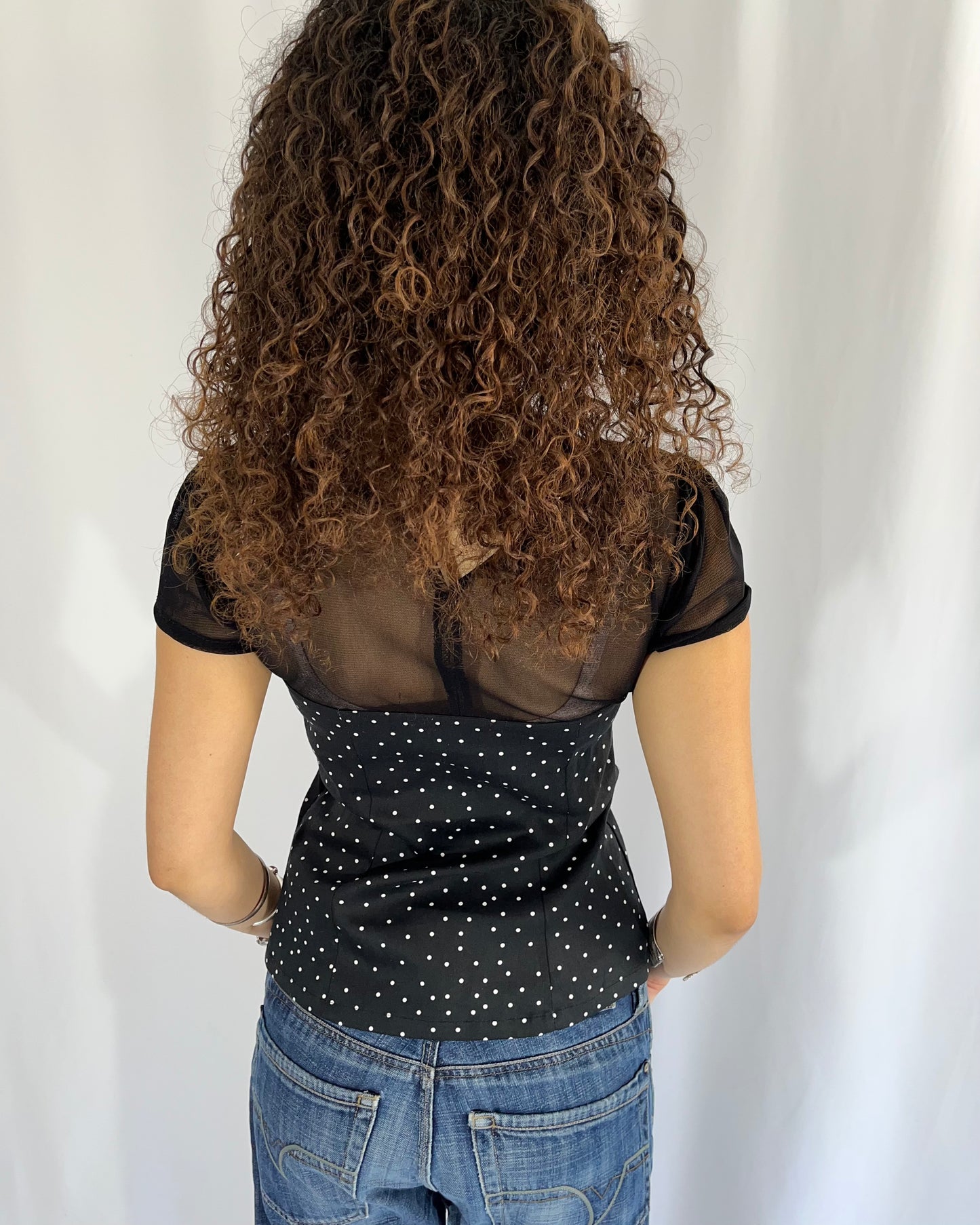 polka dot top, S