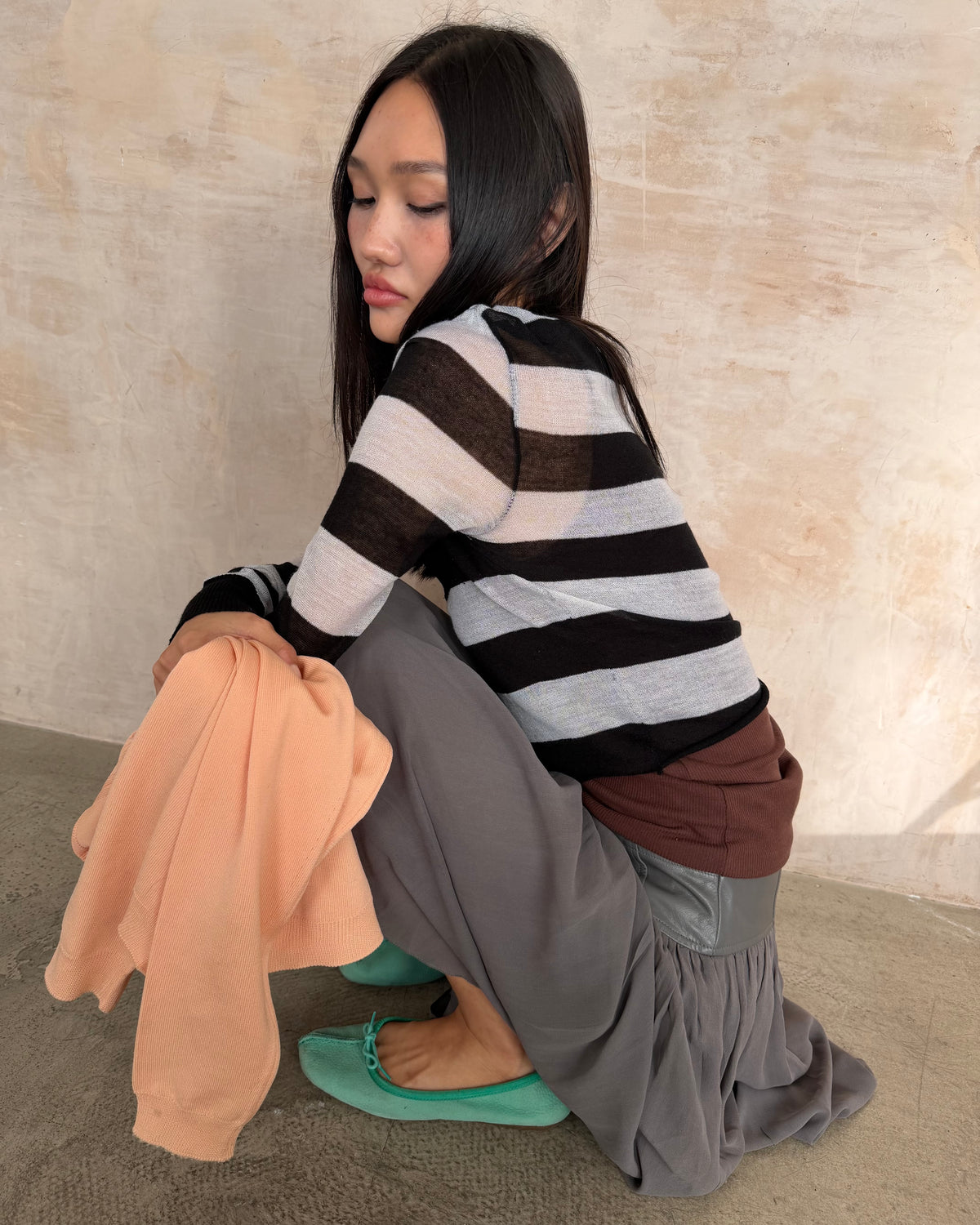 silk & leather skirt