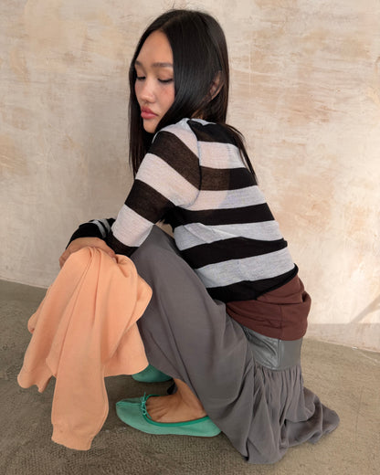 silk & leather skirt