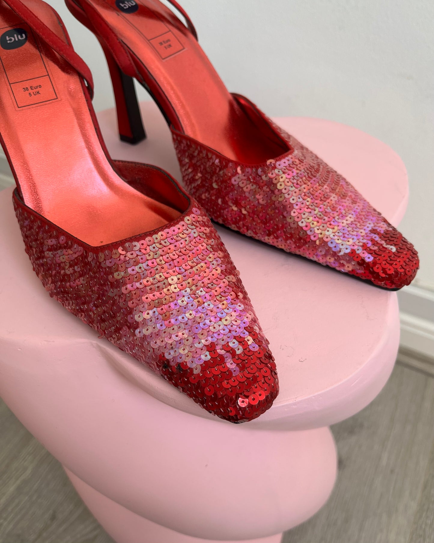 sequin heels, UK 5