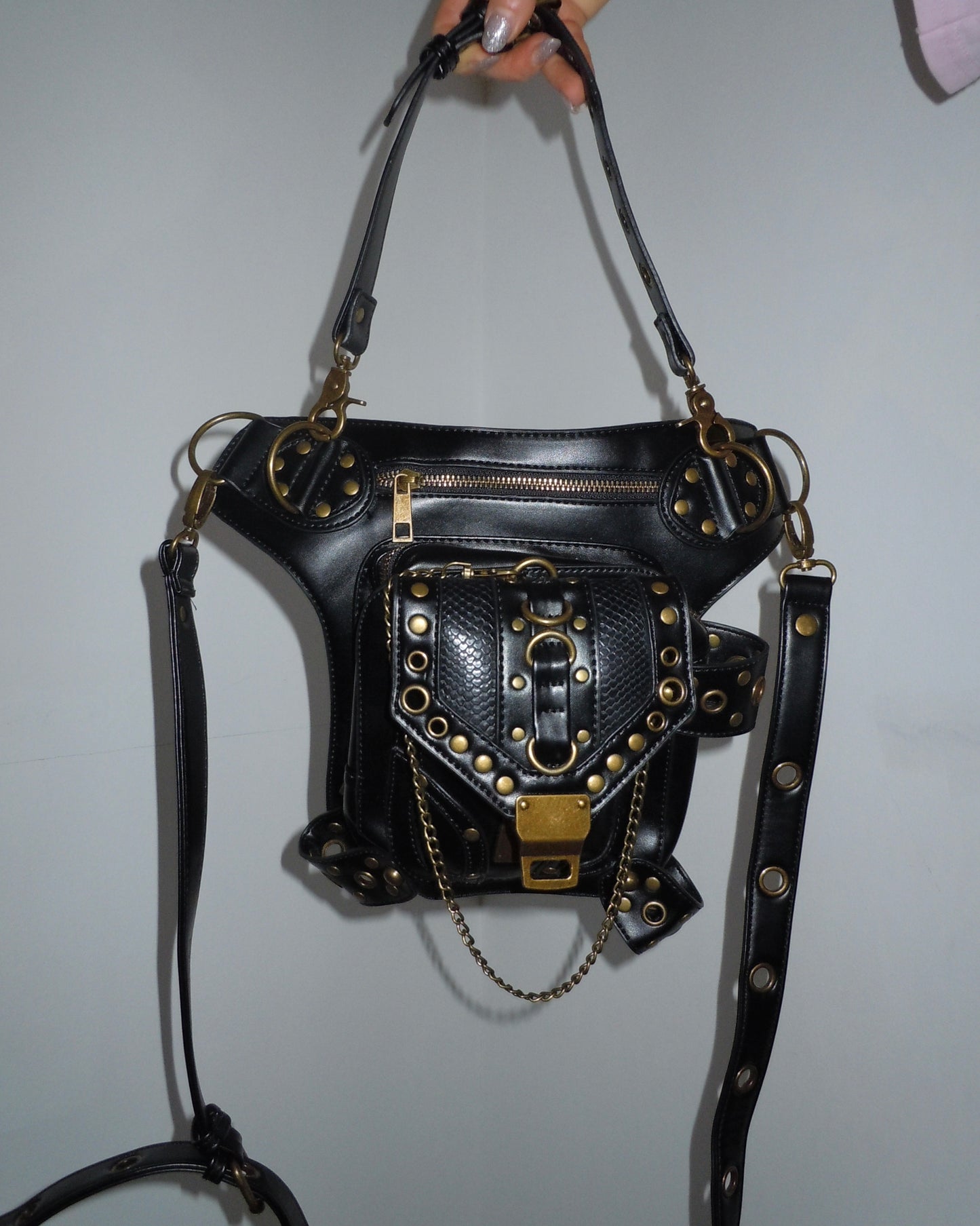 leather studded bag