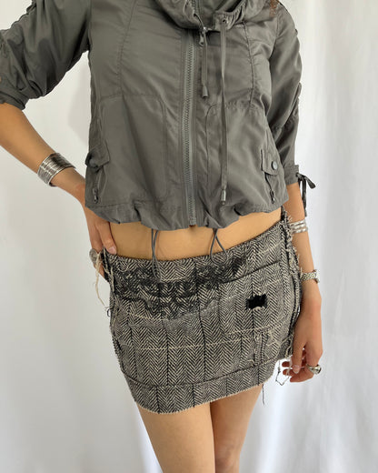 distressed mini skirt, M