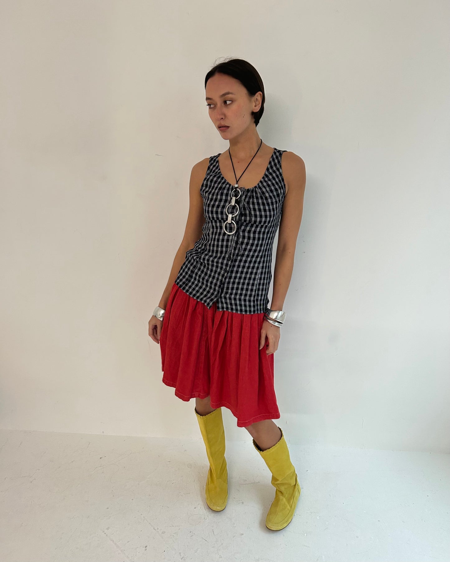 checkered blouse