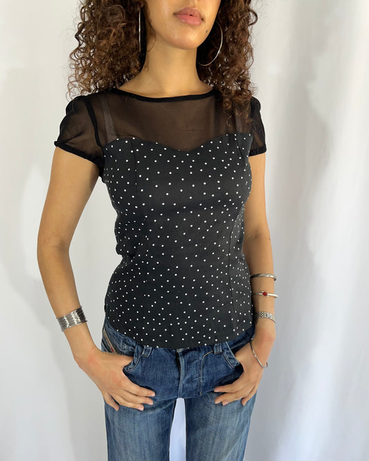 polka dot top, S