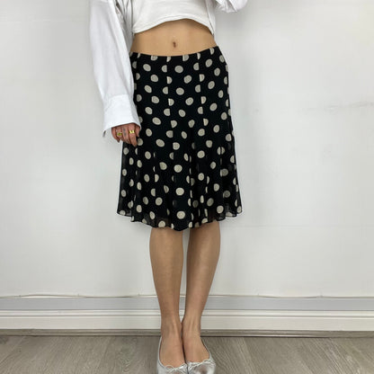 silk polka dot skirt, S