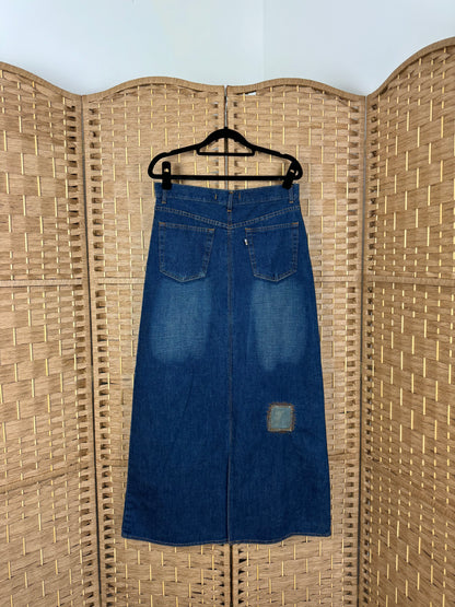 denim maxi skirt, S