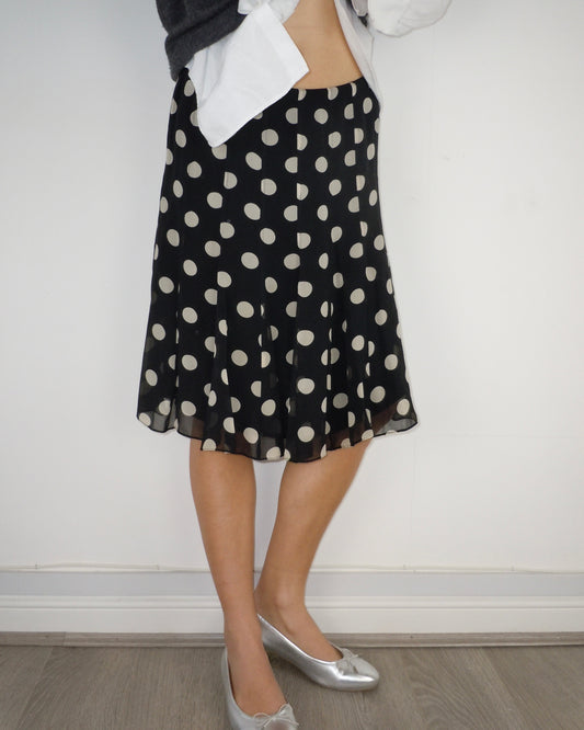 silk polka dot skirt, S