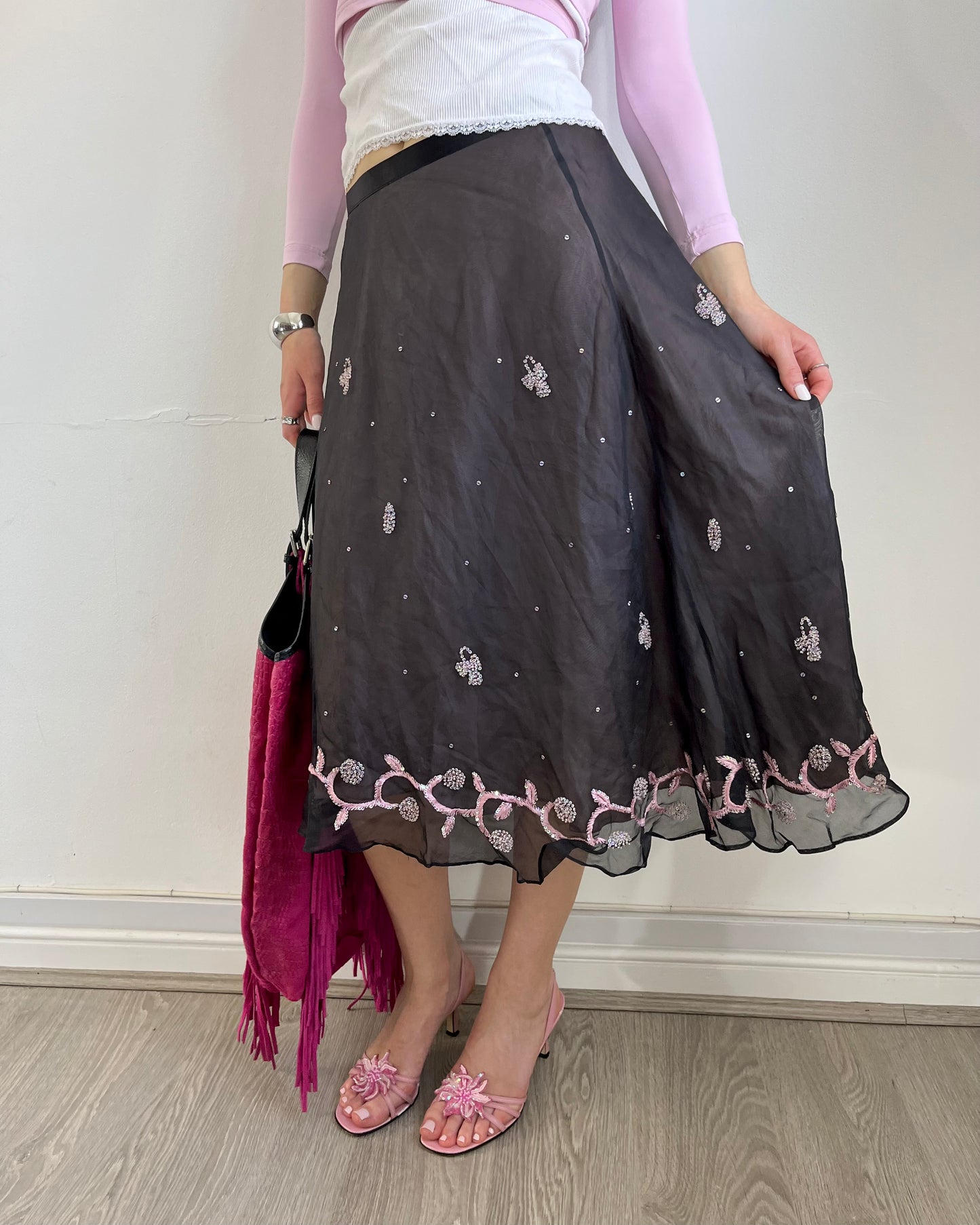 silk skirt, S
