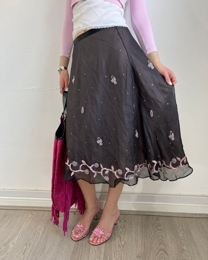 silk skirt, S