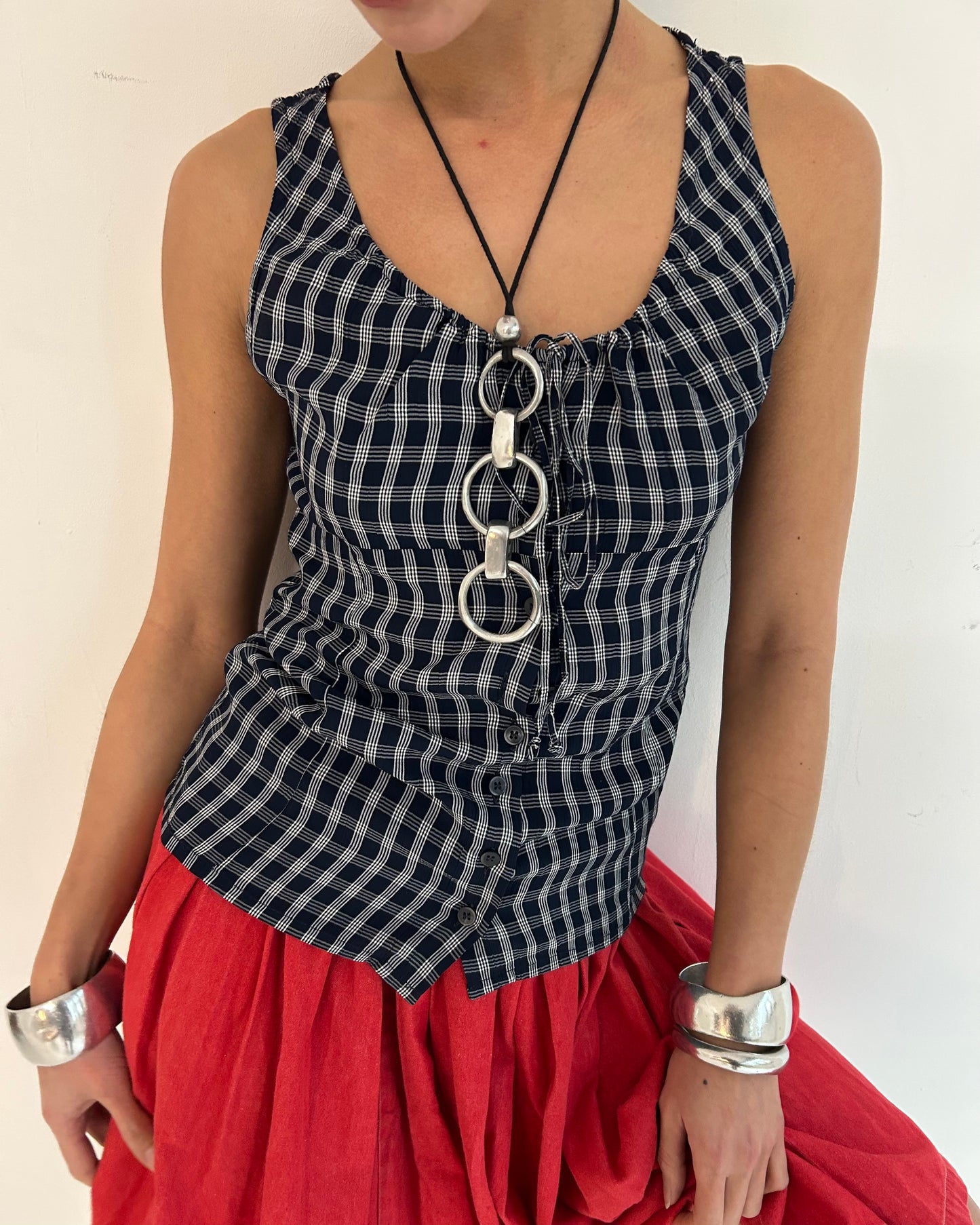 checkered blouse