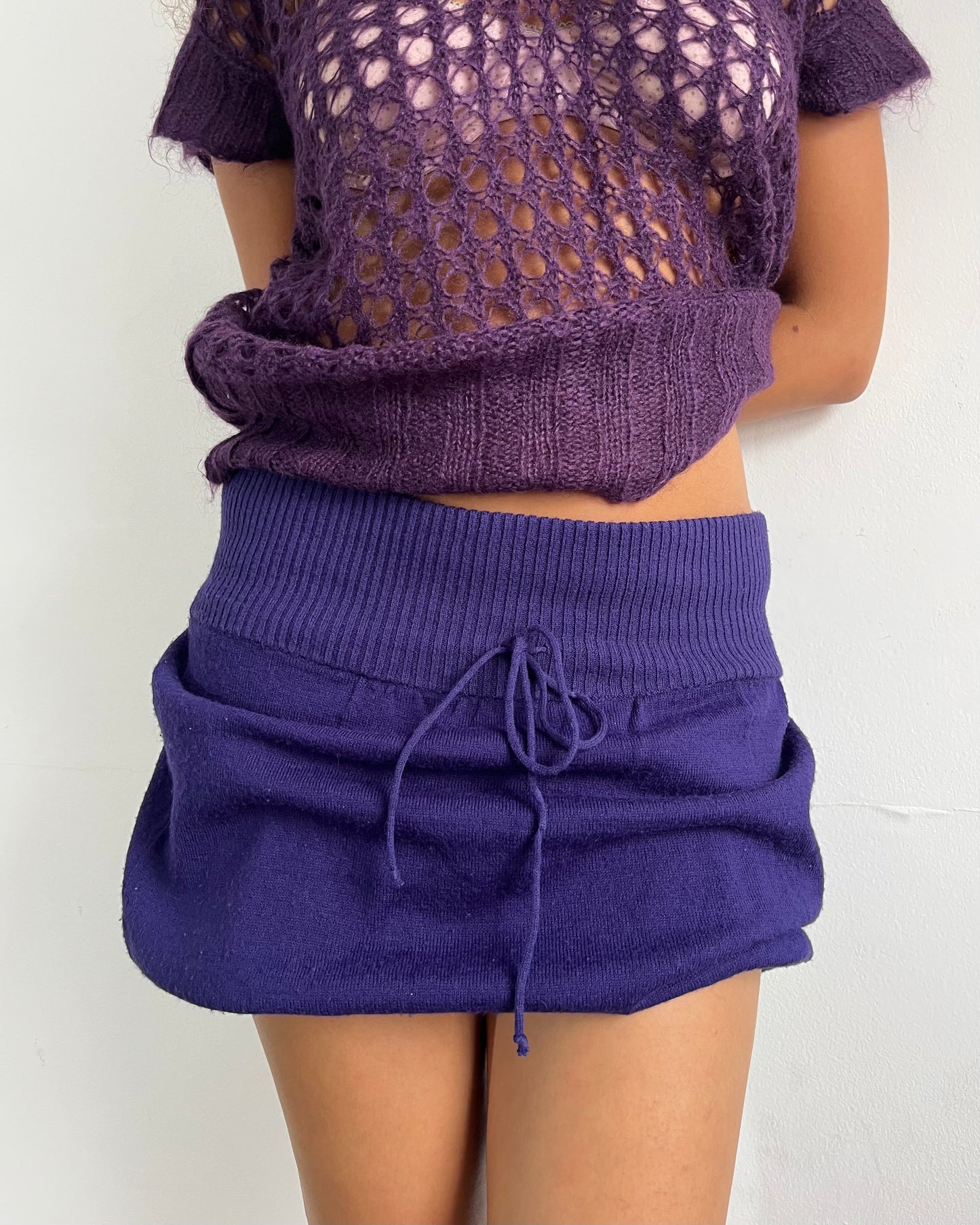 knit mini skirt, S