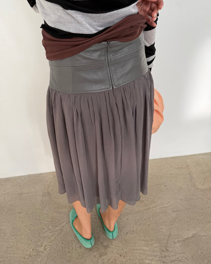 silk & leather skirt