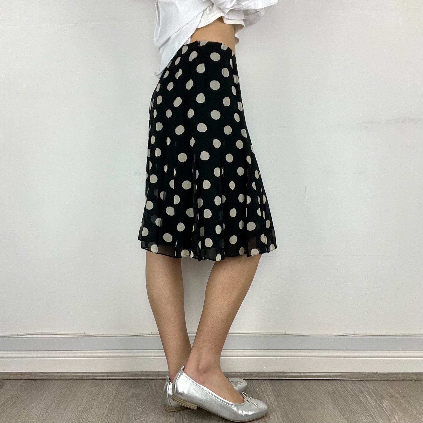 silk polka dot skirt, S