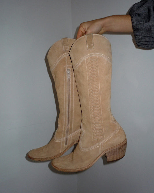 suede cowboy boots, UK7