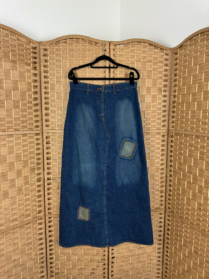 denim maxi skirt, S