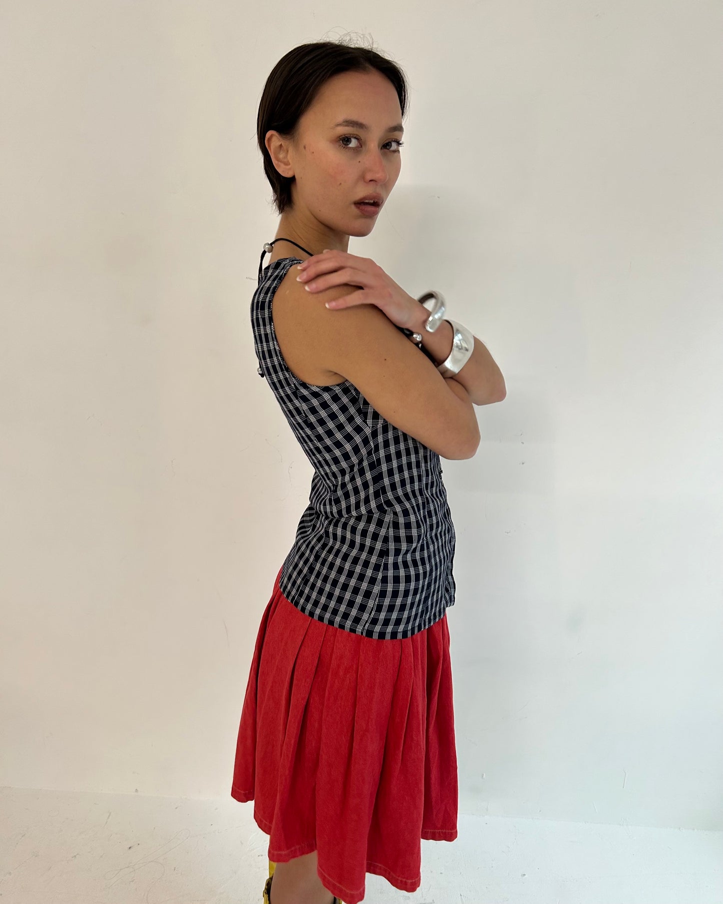 checkered blouse