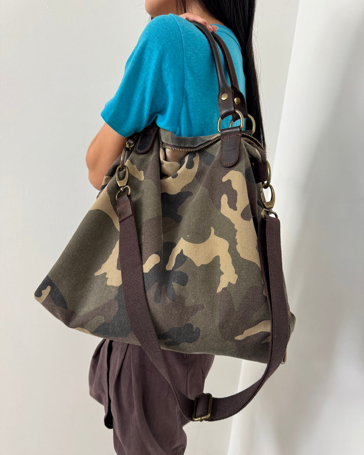camo leather bag