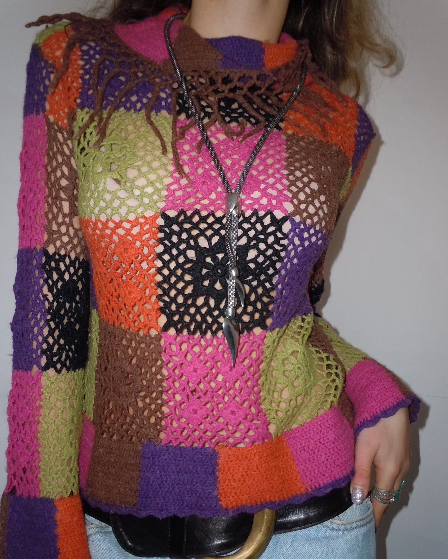 crochet turtleneck, S/M