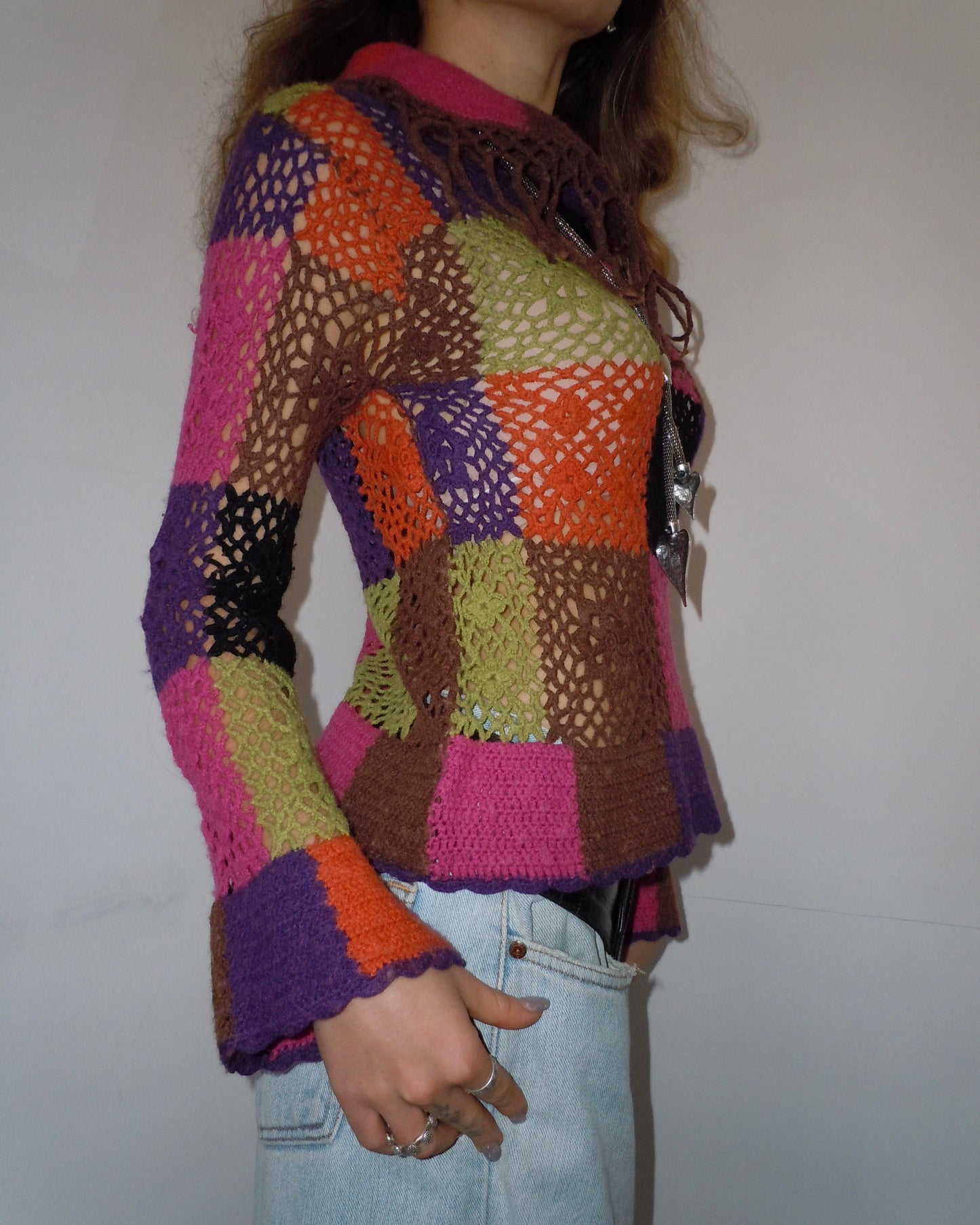 crochet turtleneck, S/M