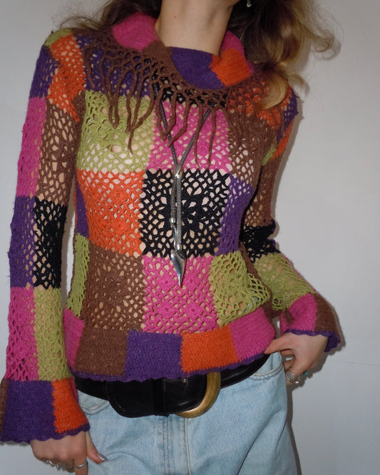 crochet turtleneck, S/M