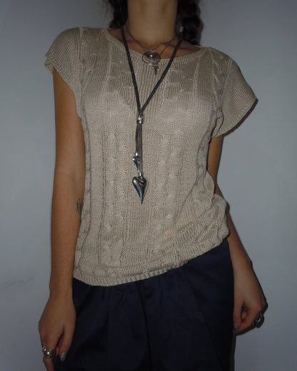 cable knit top, S/M