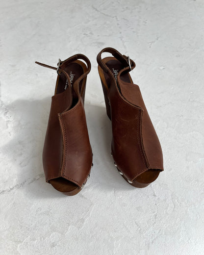 leather wedges, UK 5