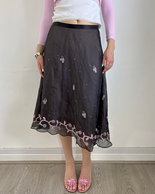 silk skirt, S