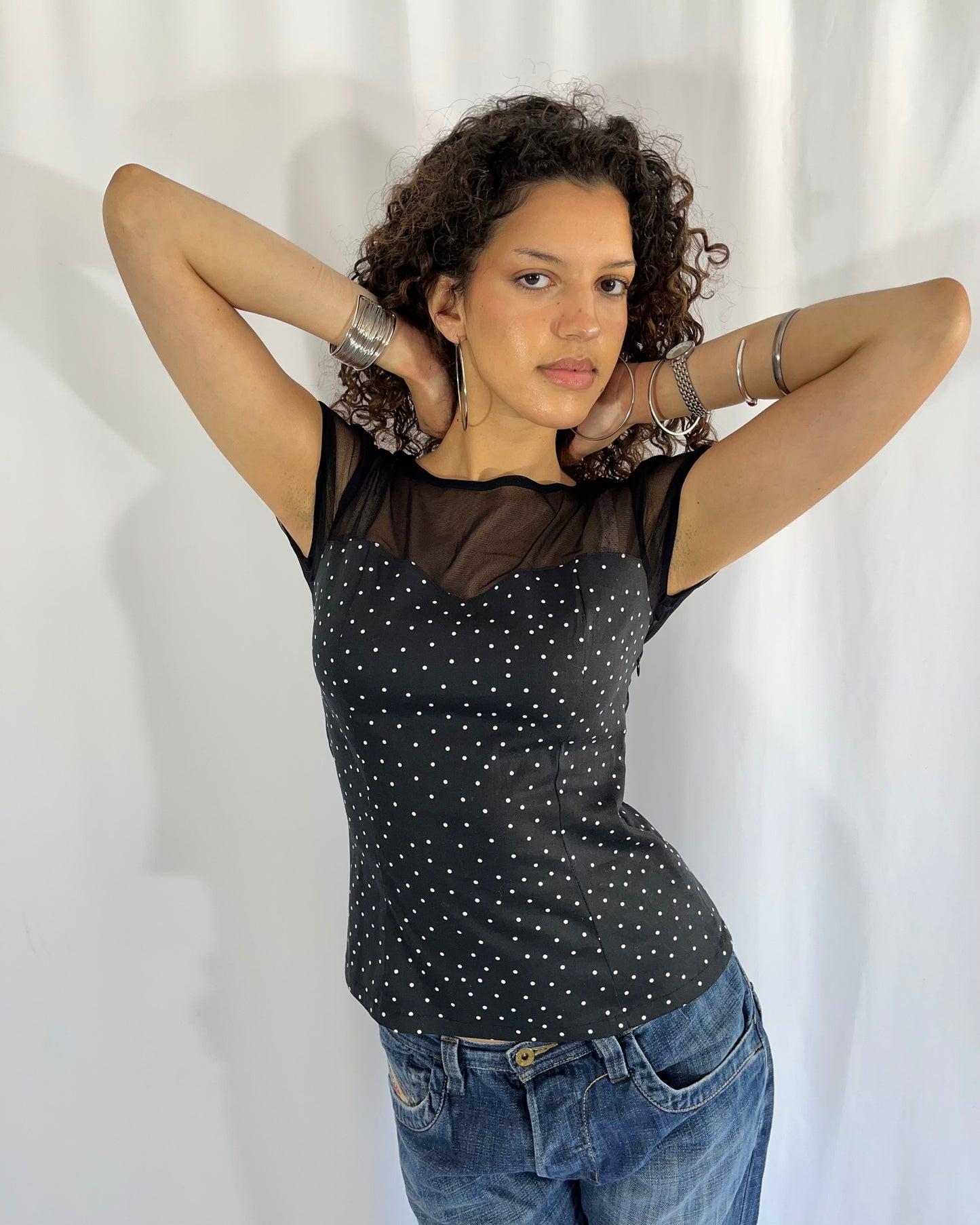 polka dot top, S