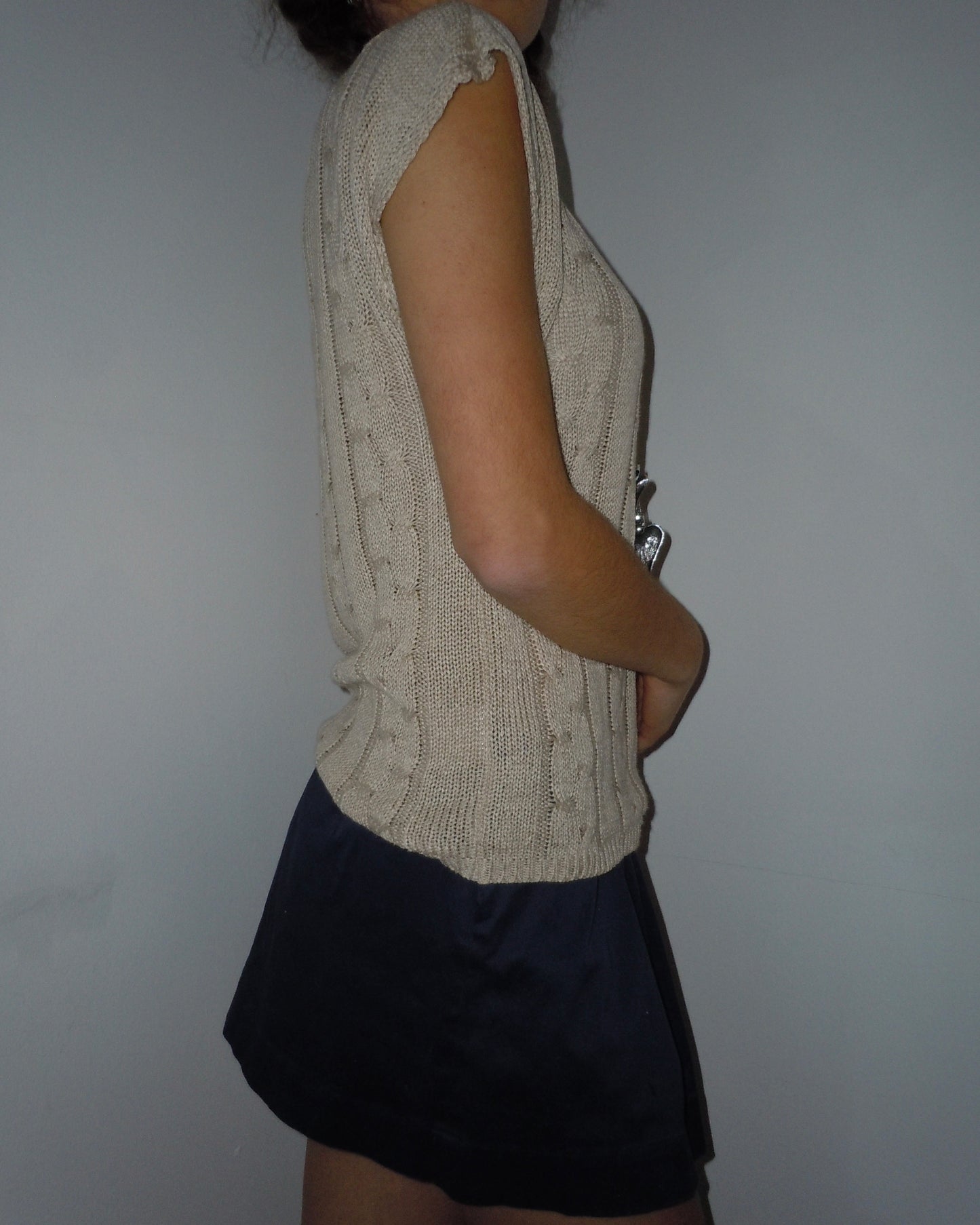 cable knit top, S/M