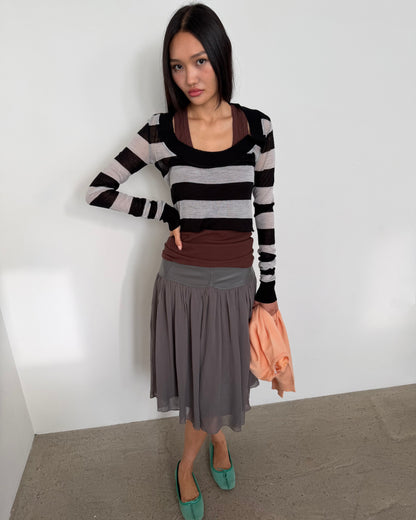 silk & leather skirt