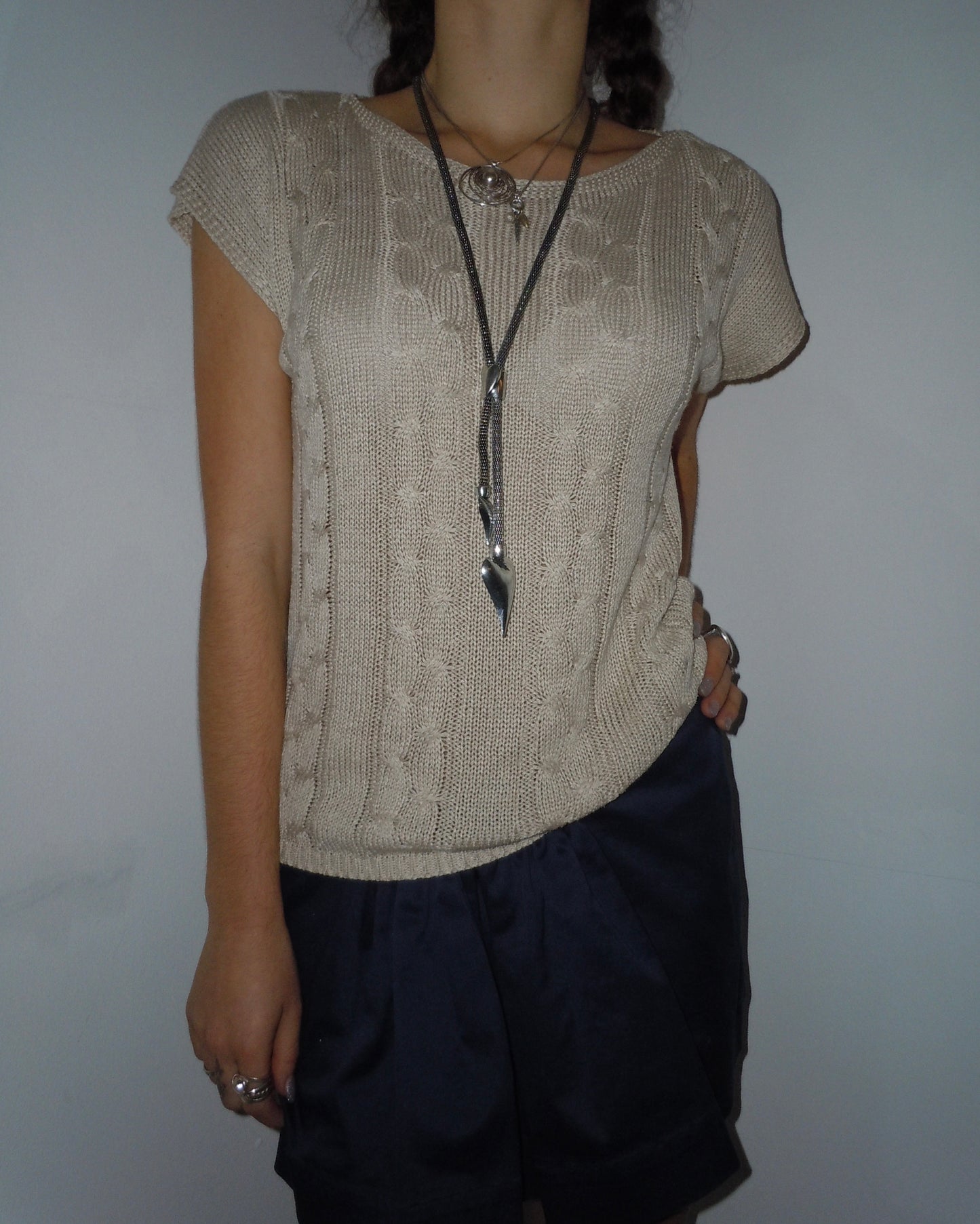 cable knit top, S/M