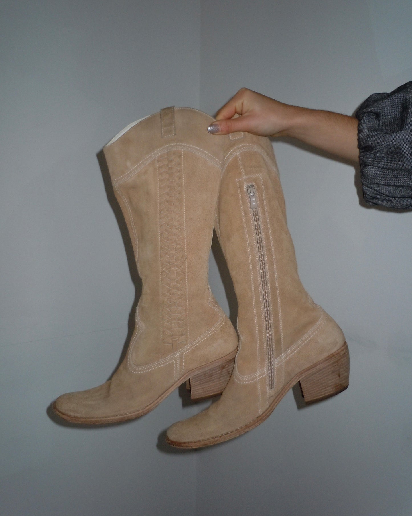 suede cowboy boots, UK7