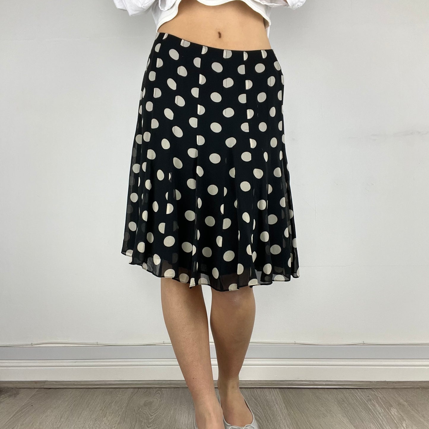 silk polka dot skirt, S