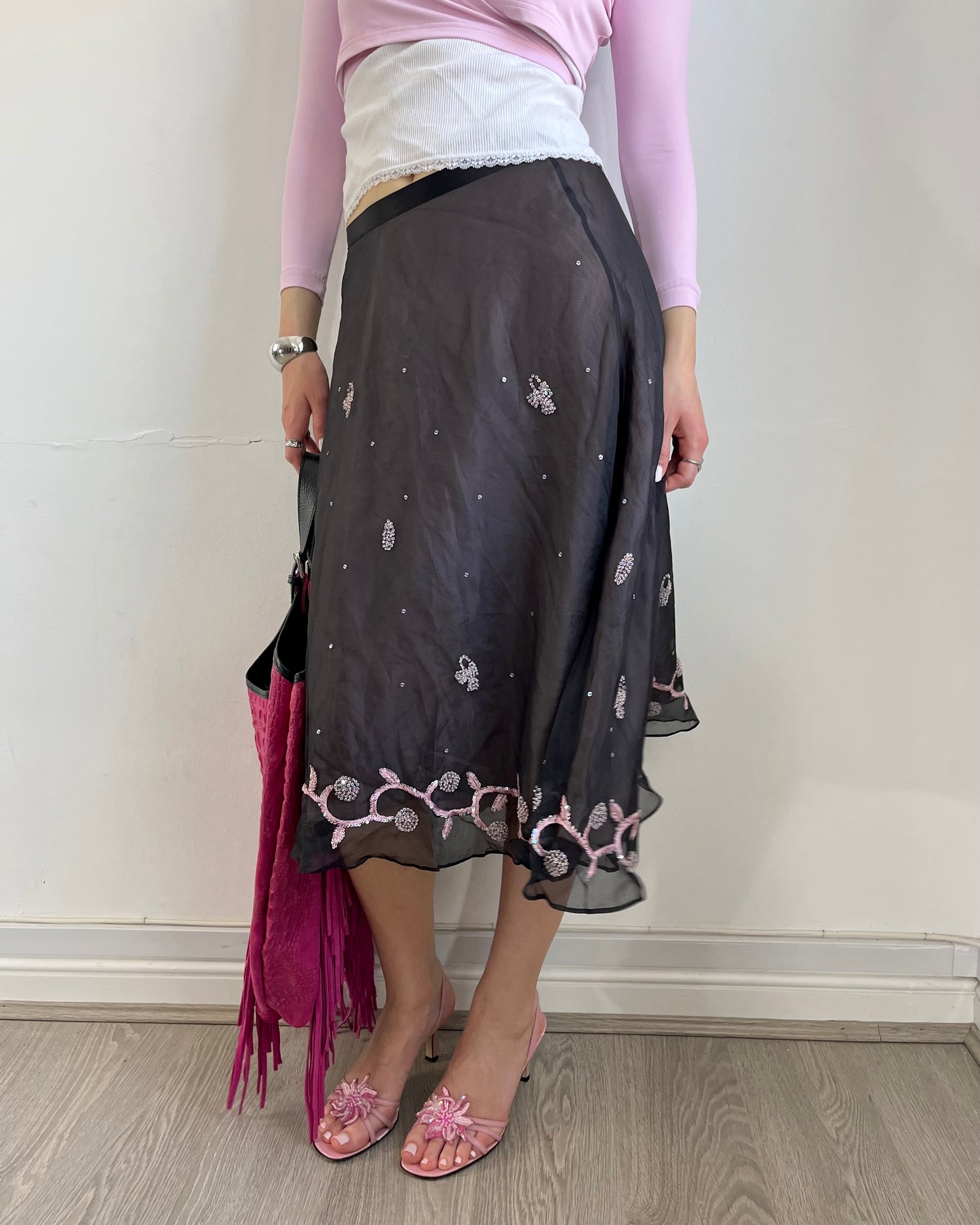 silk skirt, S
