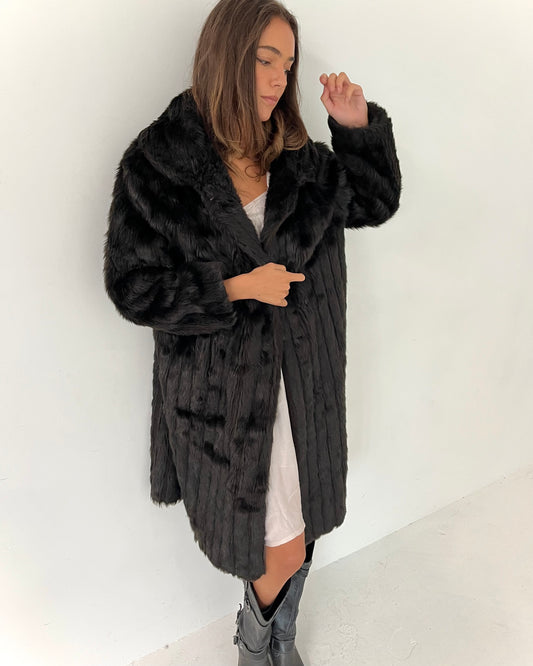 faux fur coat, M