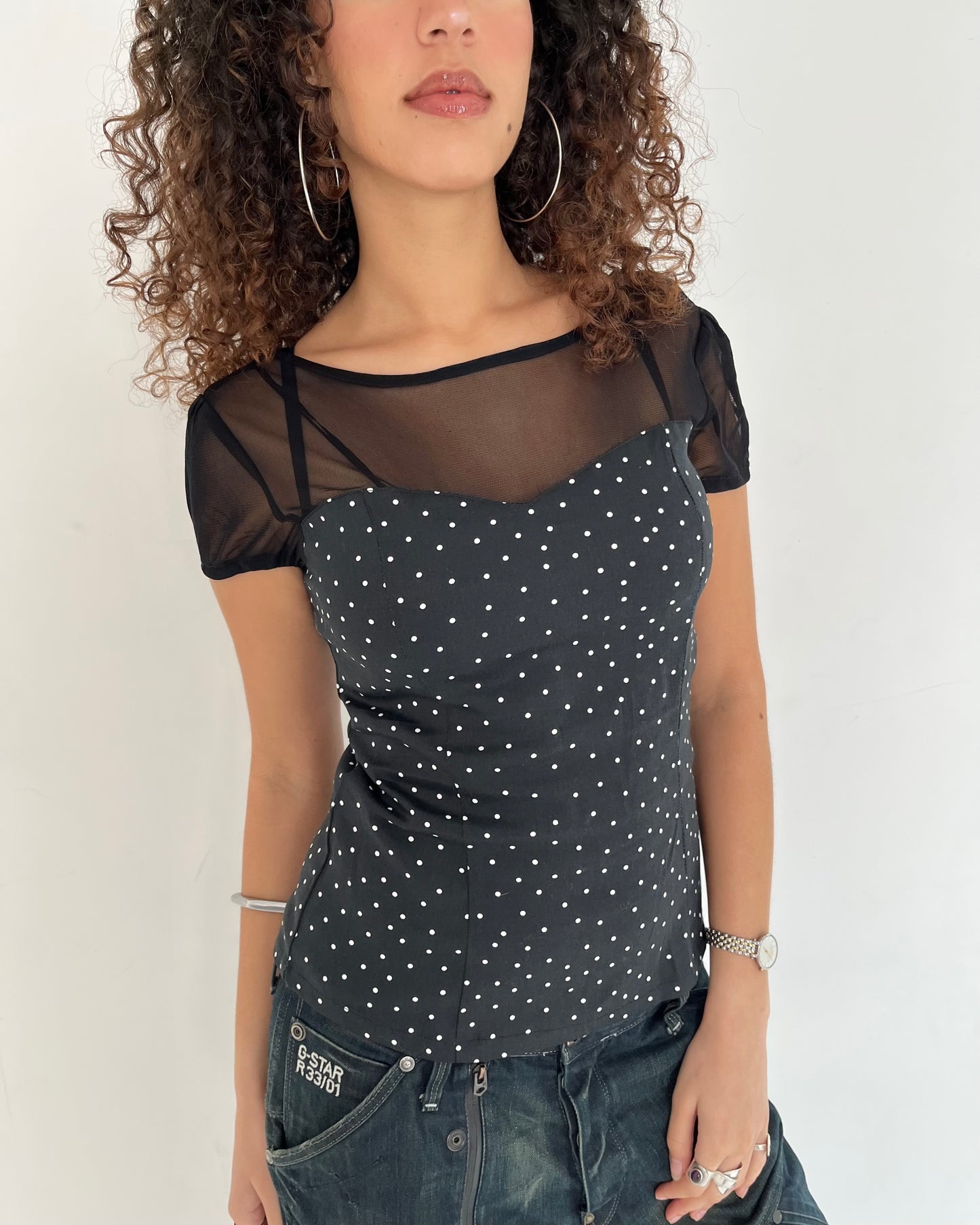 polka dot top, S